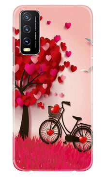 Red Heart Cycle Mobile Back Case for Vivo Y20A (Design - 191)
