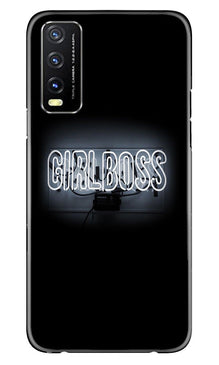 Girl Boss Black Mobile Back Case for Vivo Y20A (Design - 237)
