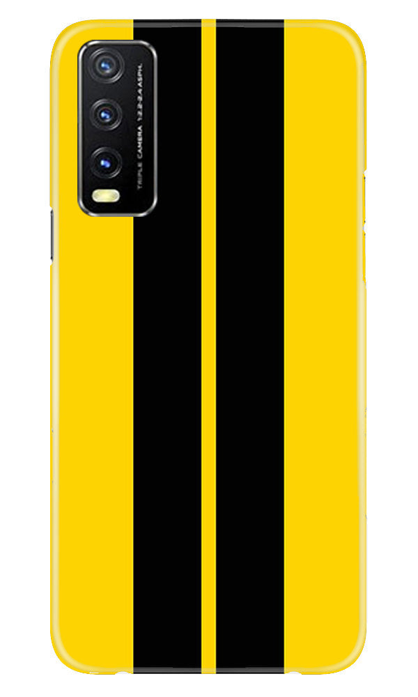 Black Yellow Pattern Mobile Back Case for Vivo Y20A (Design - 336)