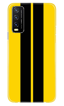 Black Yellow Pattern Mobile Back Case for Vivo Y20T (Design - 336)
