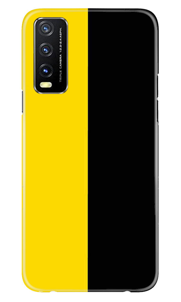 Black Yellow Pattern Mobile Back Case for Vivo Y20A (Design - 354)