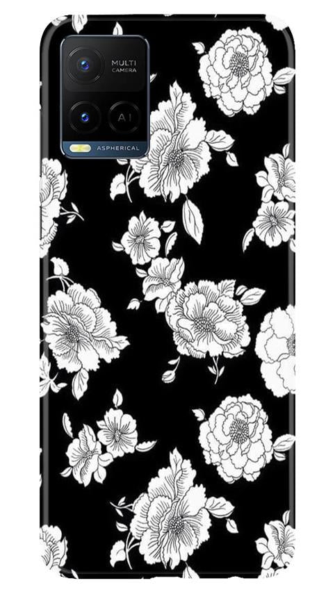 White flowers Black Background Case for Vivo Y21