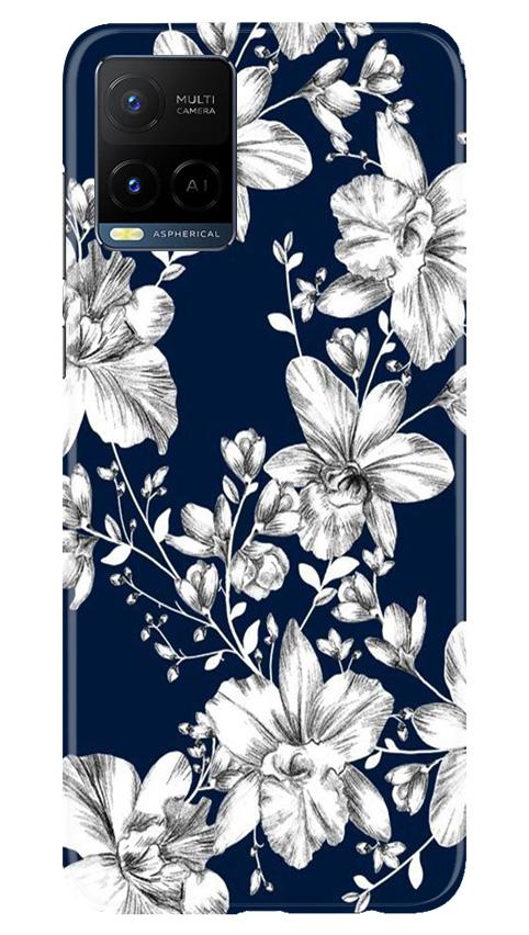White flowers Blue Background Case for Vivo Y21