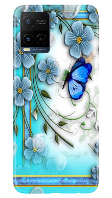 Blue Butterfly Mobile Back Case for Vivo Y21 (Design - 21)