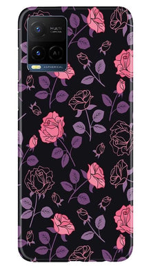 Rose Black Background Mobile Back Case for Vivo Y21 (Design - 27)