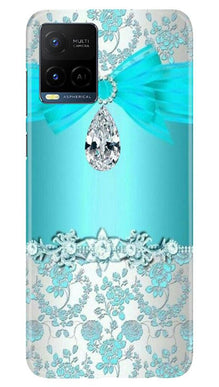 Shinny Blue Background Mobile Back Case for Vivo Y21 (Design - 32)
