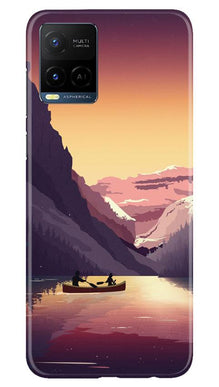 Mountains Boat Mobile Back Case for Vivo Y21 (Design - 181)