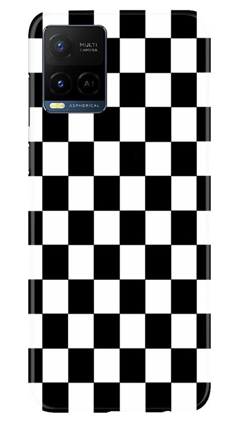 Black White Boxes Mobile Back Case for Vivo Y21 (Design - 372)