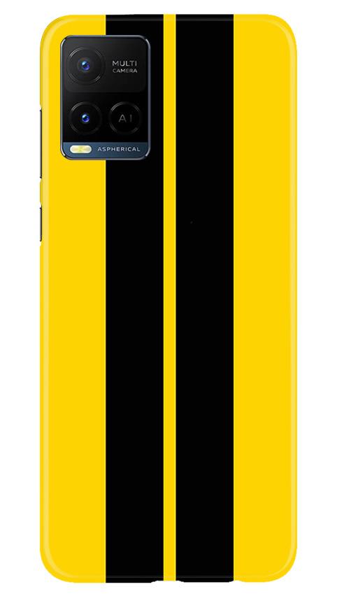 Black Yellow Pattern Mobile Back Case for Vivo Y21 (Design - 377)