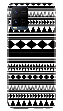 Black white Pattern Mobile Back Case for Vivo Y21e (Design - 5)