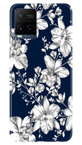 White flowers Blue Background Case for Vivo Y21A