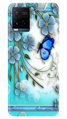 Blue Butterfly Mobile Back Case for Vivo Y21e (Design - 21)