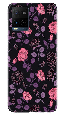 Rose Black Background Mobile Back Case for Vivo Y21T (Design - 27)