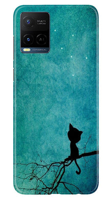 Moon cat Mobile Back Case for Vivo Y21e (Design - 70)