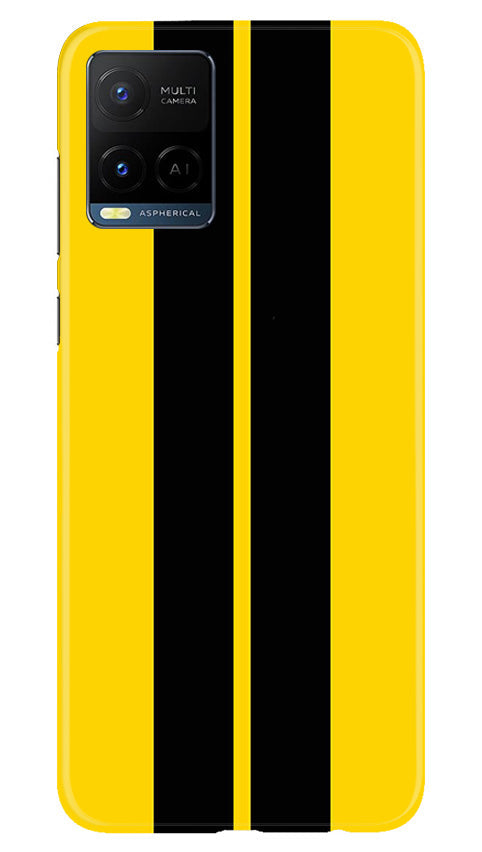 Black Yellow Pattern Mobile Back Case for Vivo Y21e (Design - 336)