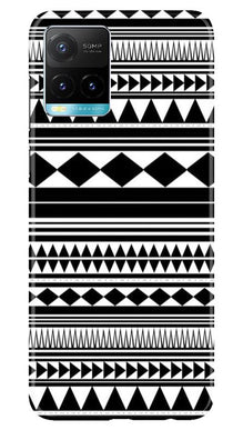 Black white Pattern Mobile Back Case for Vivo Y33s (Design - 5)