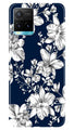 White flowers Blue Background Case for Vivo Y33s
