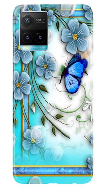 Blue Butterfly Mobile Back Case for Vivo Y33s (Design - 21)