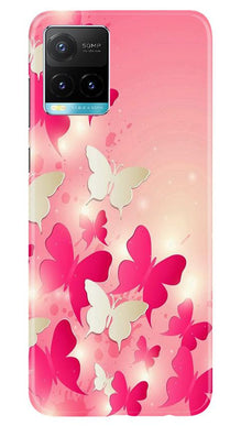 White Pick Butterflies Mobile Back Case for Vivo Y33s (Design - 28)