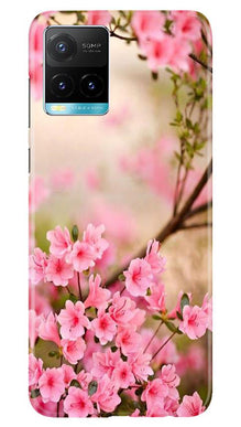 Pink flowers Mobile Back Case for Vivo Y33s (Design - 69)