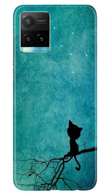 Moon cat Mobile Back Case for Vivo Y33s (Design - 70)