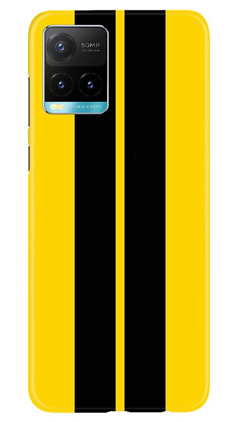Black Yellow Pattern Mobile Back Case for Vivo Y33s (Design - 377)