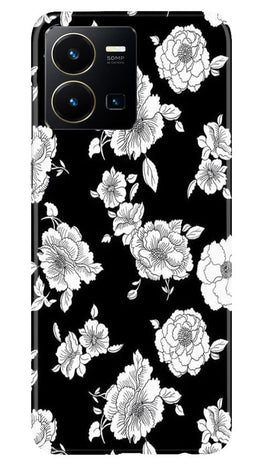 White flowers Black Background Case for Vivo Y22