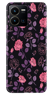 Rose Black Background Mobile Back Case for Vivo Y35 (Design - 27)