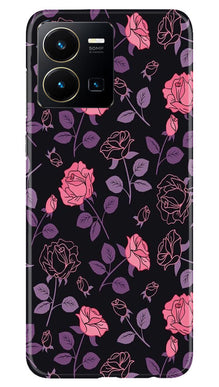 Rose Black Background Mobile Back Case for Vivo Y22 (Design - 27)