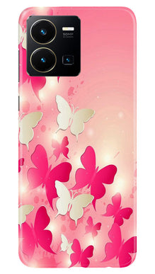 White Pick Butterflies Mobile Back Case for Vivo Y35 (Design - 28)