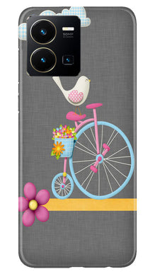 Sparron with cycle Mobile Back Case for Vivo Y35 (Design - 34)