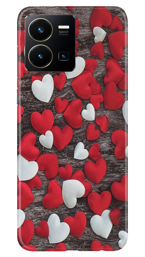 Red White Hearts Case for Vivo Y22  (Design - 105)