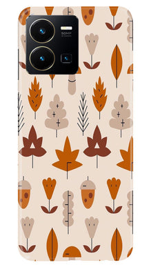 Leaf Pattern Art Mobile Back Case for Vivo Y22  (Design - 132)