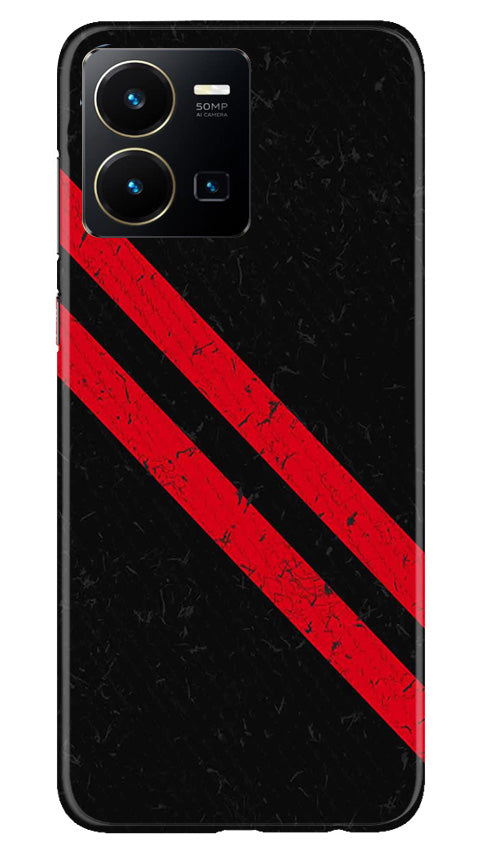 Black Red Pattern Mobile Back Case for Vivo Y22 (Design - 332)