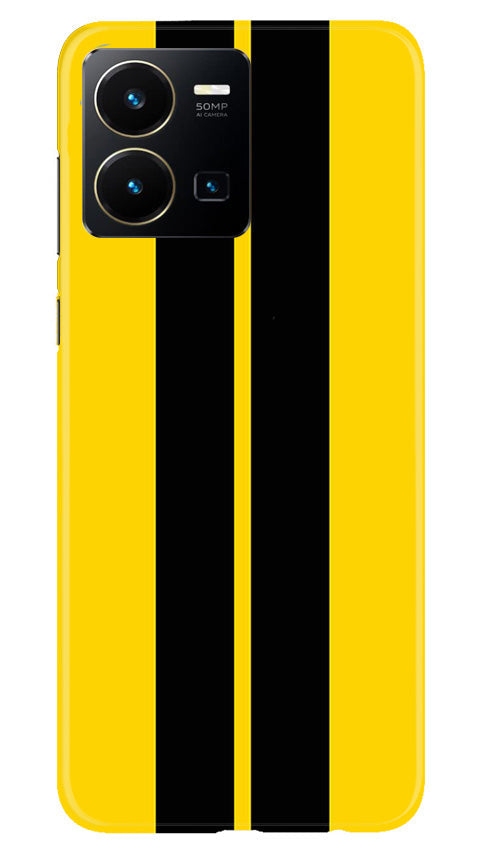 Black Yellow Pattern Mobile Back Case for Vivo Y22 (Design - 336)