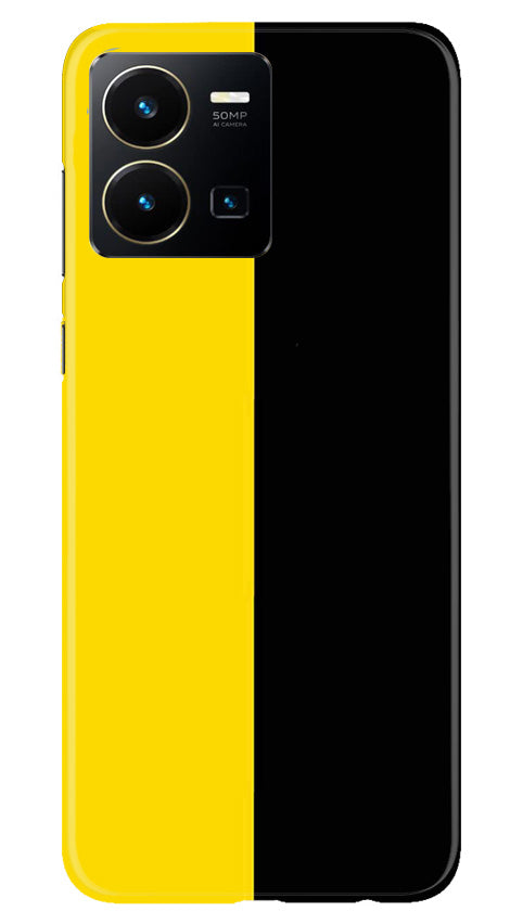 Black Yellow Pattern Mobile Back Case for Vivo Y35 (Design - 354)