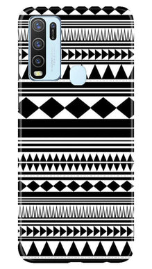 Black white Pattern Mobile Back Case for Vivo Y50 (Design - 5)