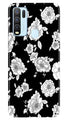 White flowers Black Background Case for Vivo Y50