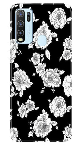 White flowers Black Background Case for Vivo Y30