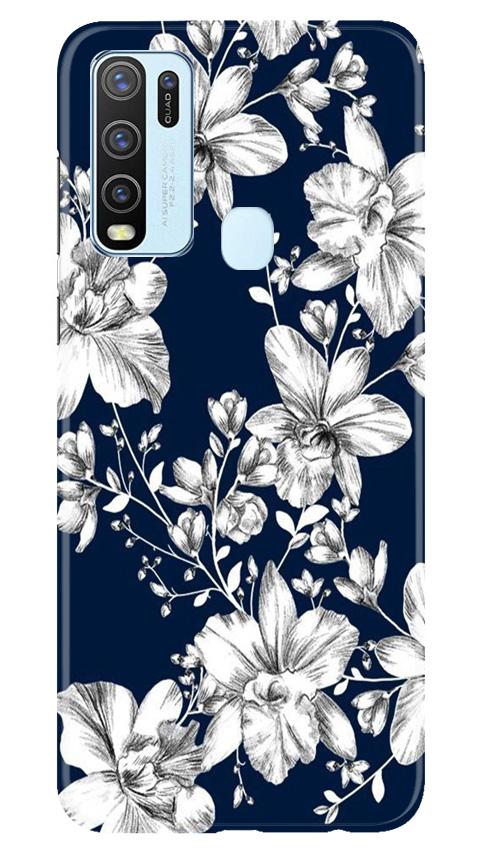 White flowers Blue Background Case for Vivo Y50