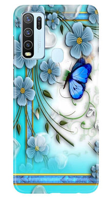 Blue Butterfly Mobile Back Case for Vivo Y30 (Design - 21)