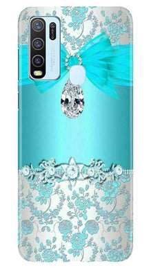 Shinny Blue Background Mobile Back Case for Vivo Y30 (Design - 32)