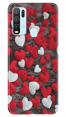 Red White Hearts Mobile Back Case for Vivo Y50  (Design - 105)