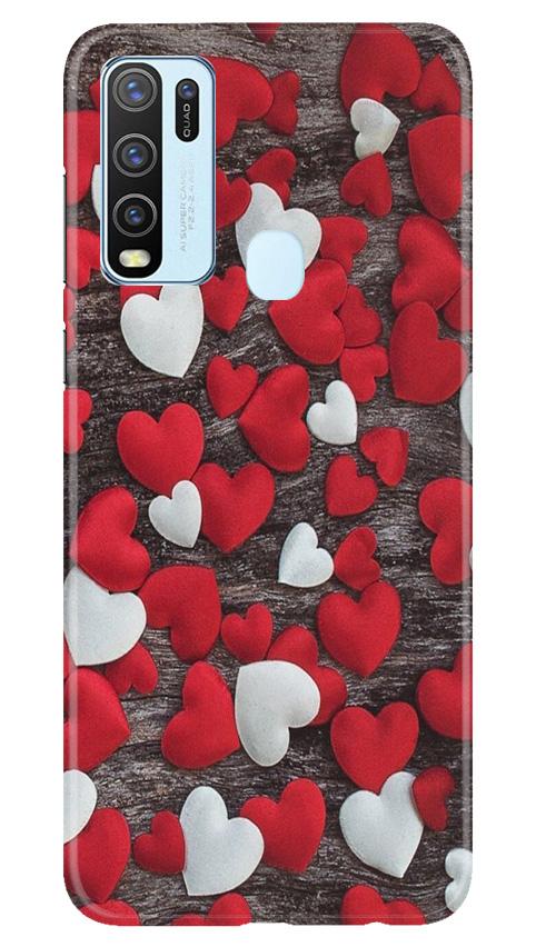 Red White Hearts Case for Vivo Y50  (Design - 105)