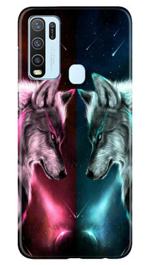 Wolf fight Mobile Back Case for Vivo Y30 (Design - 221)