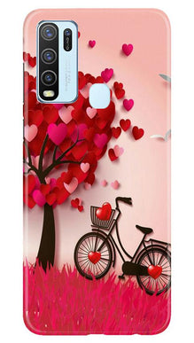 Red Heart Cycle Mobile Back Case for Vivo Y50 (Design - 222)