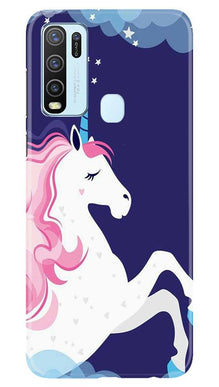 Unicorn Mobile Back Case for Vivo Y30 (Design - 365)