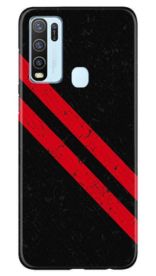 Black Red Pattern Mobile Back Case for Vivo Y50 (Design - 373)