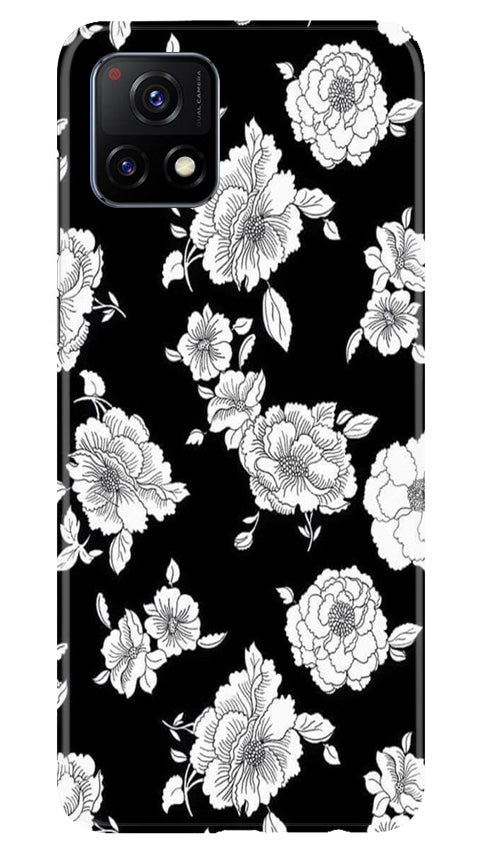 White flowers Black Background Case for Vivo Y52s 5G