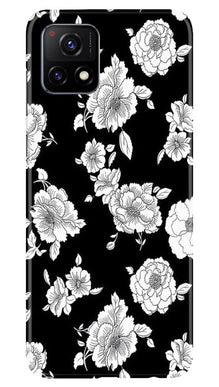 White flowers Black Background Mobile Back Case for Vivo Y31s 5G (Design - 9)